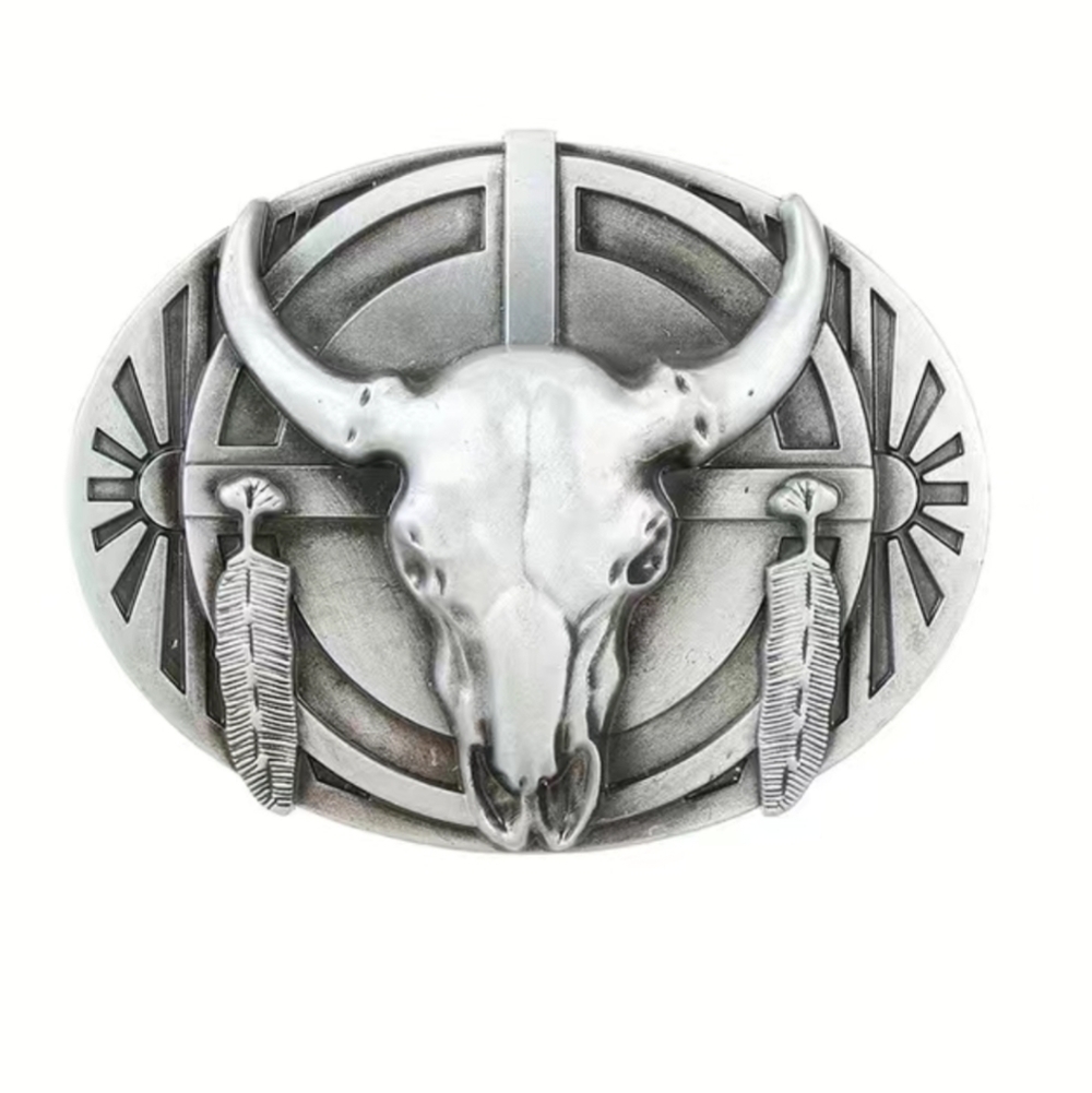 New men's bull cowboy western belt buckle